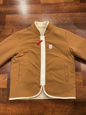 Topo Designs Reversible Sherpa Fleece Jacket Full Zip Women’s Small Yellow Tan